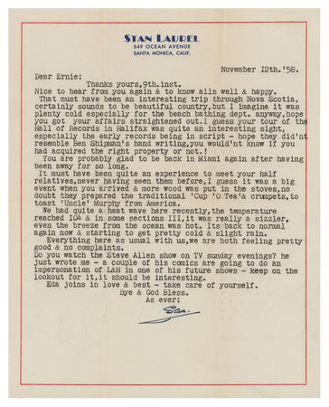 Lot #814 Stan Laurel: 
