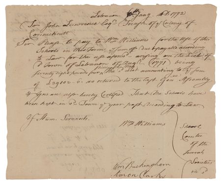Lot #347 William Williams Autograph Document Signed - Image 1