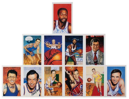 Lot #922 Basketball Hall of Fame (27) Signed Center Court Art Cards - Image 1