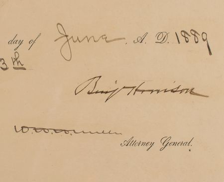 Lot #95 Benjamin Harrison Document Signed as President - Image 2