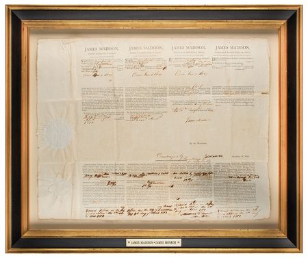 Lot #7 James Madison and James Monroe Document Signed - Image 1