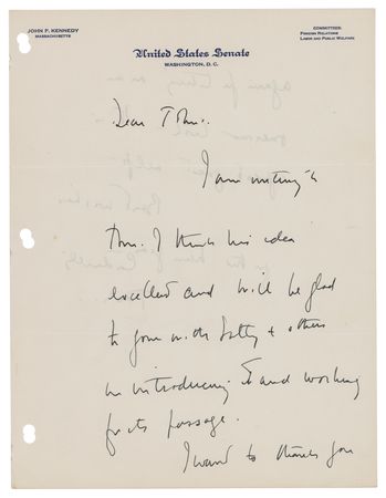 Lot #51 John F. Kennedy Autograph Letter Signed - Image 1