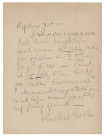 Lot #554 Rachel Crothers (2) Letters Signed - Image 1