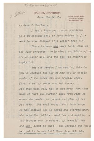 Lot #554 Rachel Crothers (2) Letters Signed - Image 2
