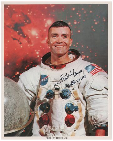 Lot #438 Fred Haise Signed Baseball and Signed Photograph - Image 2
