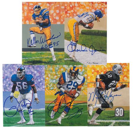 Lot #946 Football Hall of Fame Lot of (18) Signed Goal Line Art Cards Goal Line Art Cards - Image 1