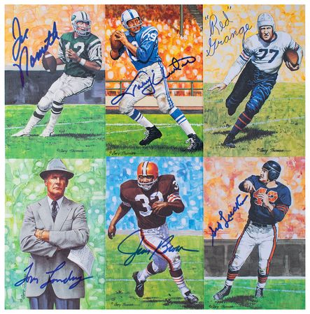 Lot #945 Football Hall of Fame Lot of (114) Signed Goal Line Art Cards Goal Line Art Cards - Image 1