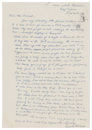 Lot #338 Titanic: Edwina MacKenzie: A Titanic survivor on its 60th anniversary, the baby she saved, and the authentic account by Commander Lightoller - Image 4