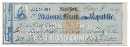 Lot #343 Cornelius Vanderbilt II Signed Check - Image 2