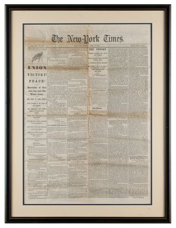 Lot #367 Civil War: New York Times from April 10, 1865, Proclaiming the End of the War - Image 2