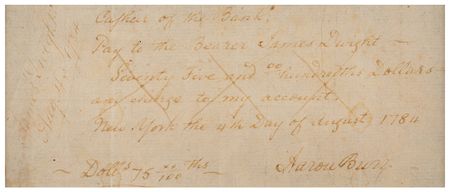 Lot #178 Aaron Burr Autograph Check Signed - Image 2