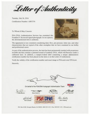 Lot #45 Franklin D. Roosevelt Signed Photograph - Image 4