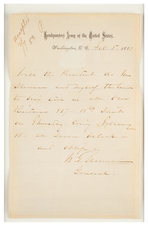 Lot #396 William T. Sherman: Gen. Sherman to U. S. Grant: 