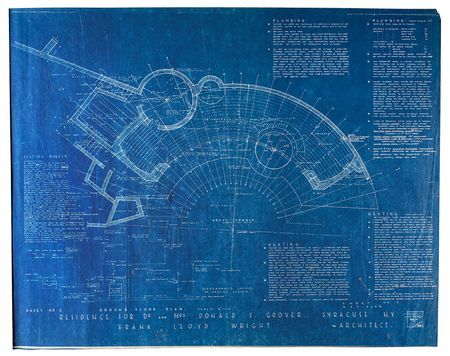 Lot #481 Frank Lloyd Wright Design Drawing and Lot of (9) Blueprints - Image 6