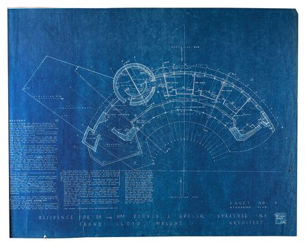 Lot #481 Frank Lloyd Wright Design Drawing and Lot of (9) Blueprints - Image 8