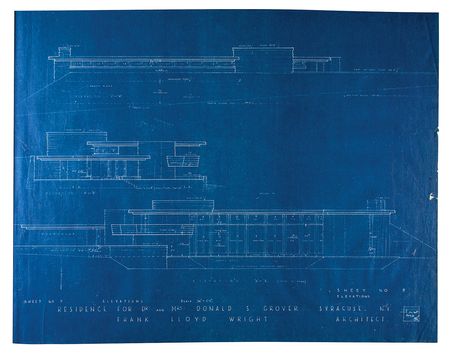 Lot #481 Frank Lloyd Wright Design Drawing and Lot of (9) Blueprints - Image 9