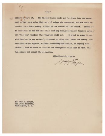 Lot #153 William H. Taft Typed Letter Signed - Image 4
