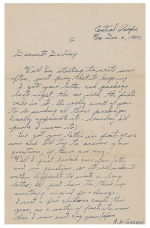 Lot #357 Iwo Jima: Rene Gagnon: Rare WWII-dated letter by Rene Gagnon, boasting a remarkable nine total signatures - Image 1