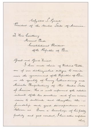 Lot #29 U. S. Grant Document Signed as President - Image 1