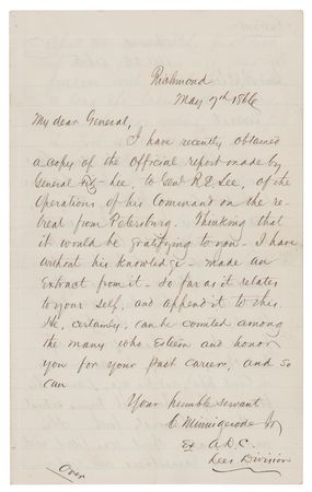 Lot #383 Fitzhugh Lee Manuscript Letter - Image 1