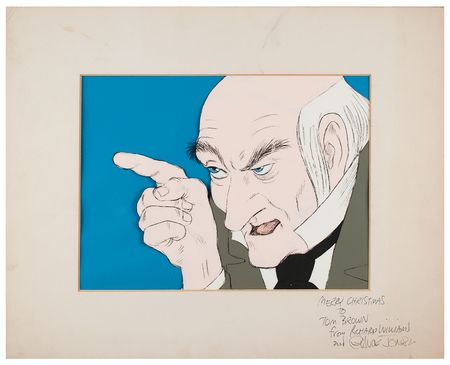 Lot #523 Chuck Jones and Richard Williams signed production cel of Ebenezer Scrooge from A Christmas Carol Animation Cel - Image 1