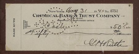 Lot #887 Babe Ruth Signed Check - Image 2