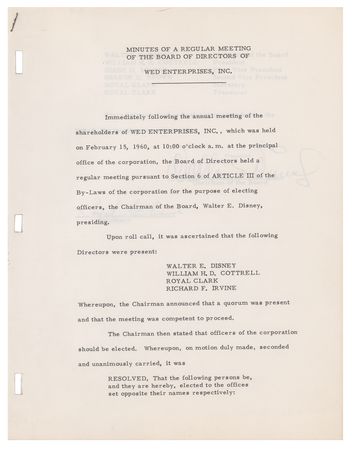 Lot #508 Walt Disney Document Signed - Image 1