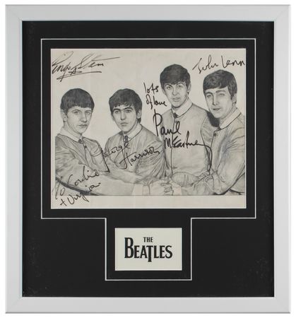 Lot #598 Beatles Signed Sketch - Image 1