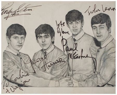Lot #598 Beatles Signed Sketch - Image 2