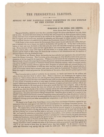 Lot #115 Abraham Lincoln: 1864 Presidential Election Leaflet - Image 1