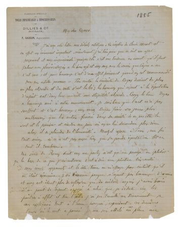 Lot #478 Paul Gauguin: Gauguin writes to Pissarro, commenting on Monet, Degas, and his own work: 