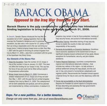 Lot #135 Barack Obama Signed Campaign Brochure - Image 1