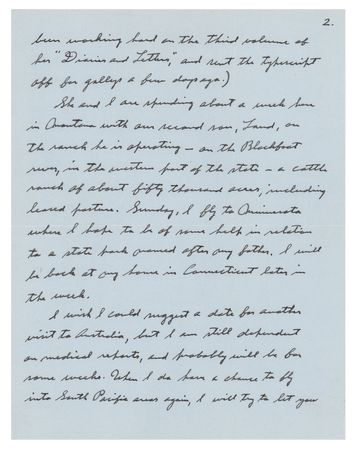 Lot #406 Charles Lindbergh: The aviator admits his failing health to a close friend in Australia: 