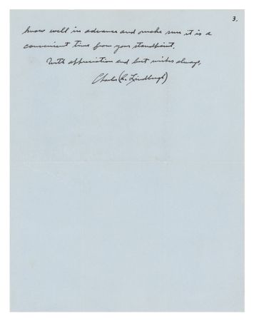 Lot #406 Charles Lindbergh: The aviator admits his failing health to a close friend in Australia: 