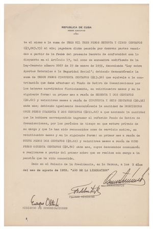 Lot #242 Fidel Castro Document Signed - Image 4