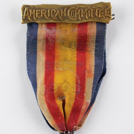 Lot #1011 St. Louis 1904 Olympics Official's Participation Medal/Badge: Exceptionally rare 1904 St. Louis official's participation medal, with elusive ribbon and 