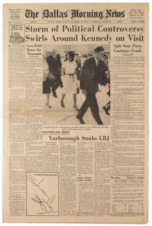 Lot #109 John F. Kennedy: The Dallas Morning News (November 22, 1963) - Image 1