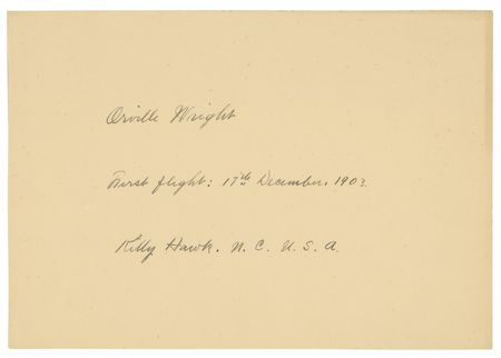 Lot #407 Orville Wright: First flight: 17th