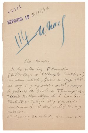 Lot #200 Henri Poincare Autograph Letter Signed - Image 1