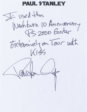Lot #610 KISS: Paul Stanley: Paul Stanley's Washburn PS2000 guitar played 