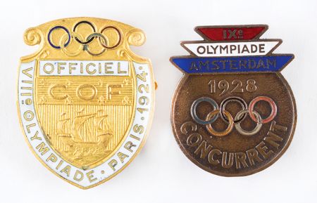 Lot #1014 Paris and Amsterdam 1924 and 1928 Summer Olympics (2) Competitor Badges - Image 1