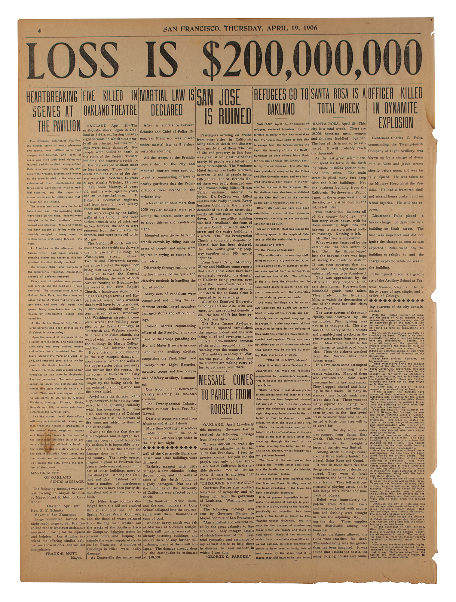 1906 San Francisco Earthquake Newspaper | RR Auction