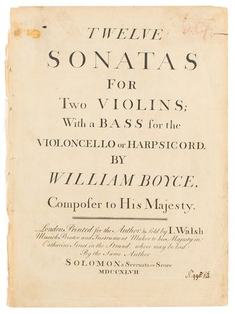 Lot #571 William Boyce Signed Sheet Music - Image 1
