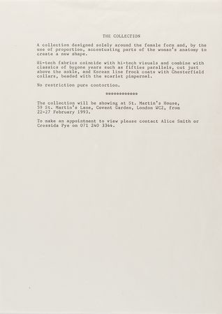 Lot #441 Alexander McQueen: 'Taxi Driver' Overview: 