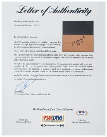 Lot #180 Tomas Masaryk Signed Photograph - Image 2