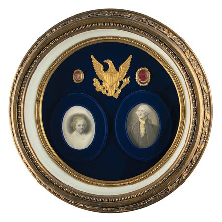 Lot #5 George Washington and Martha Washington Hair Display - Image 1
