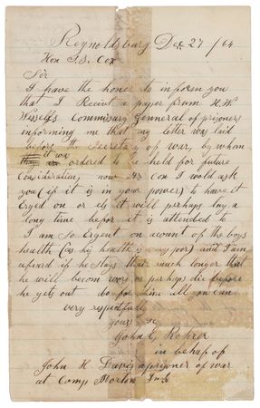 Lot #29 Abraham Lincoln: President Lincoln approves a Confederate discharge: 