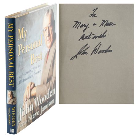 Lot #912 John Wooden (6) Signed Items - Image 1