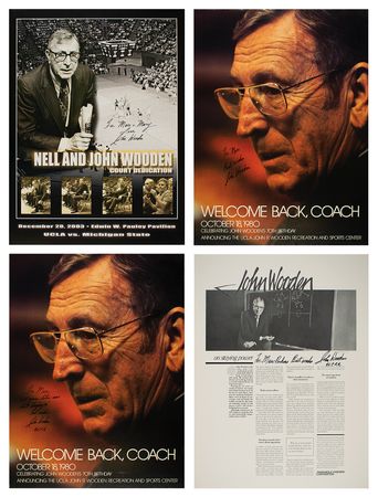 Lot #912 John Wooden (6) Signed Items - Image 3