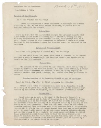 Lot #35 William H. Taft Correspondence Lot to Woodrow Wilson: (2) Typed Letters with Handwritten Notes and a Typed Memorandum - Image 3